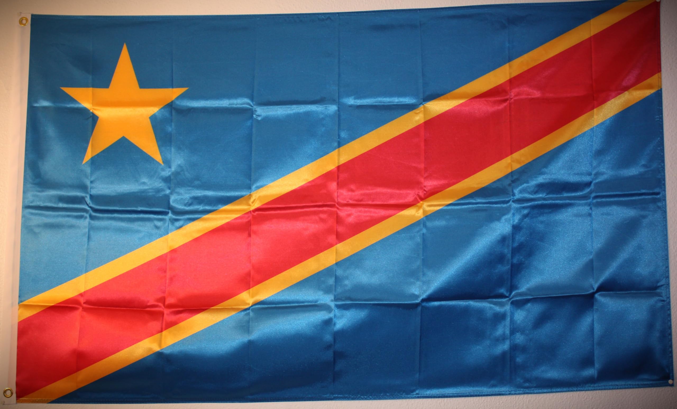 FLAG OF THE DEMOCRATIC REPUBLIC OF THE CONGO. PREMIUM RASO QUALITY 120 GRS. LARGE SIZE 150X90 CM - Image 2