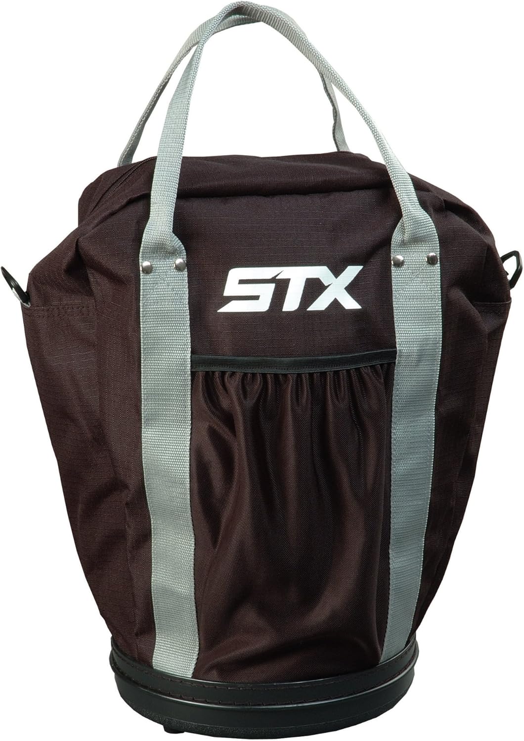 STX Lacrosse Bucket Ball Bag Black - Holds 72 Balls, Multi-Sport Carry Bag with Padded Strap & Pockets