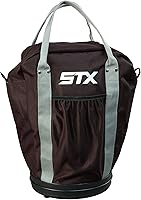STX Lacrosse Bucket Ball Bag Black - Holds 72 Balls, Multi-Sport Carry Bag with Padded Strap & Pockets