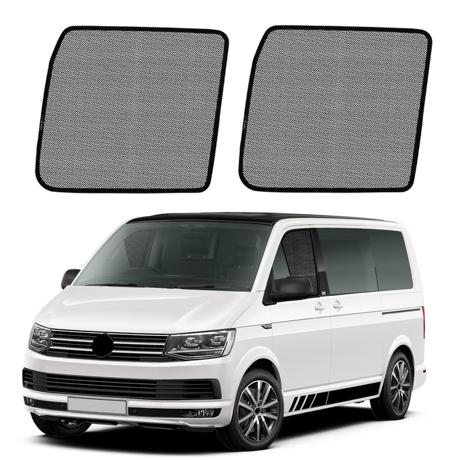 VW T6 (2015-2024) für Spezielle Sonnenschutzvorrichtungen für Seitenfenster, Netz-Sonnenschutz für Autofenster, atmungsaktiv, UV-Schutz und Wärmeisolierung (Side Window, front-2pcs)