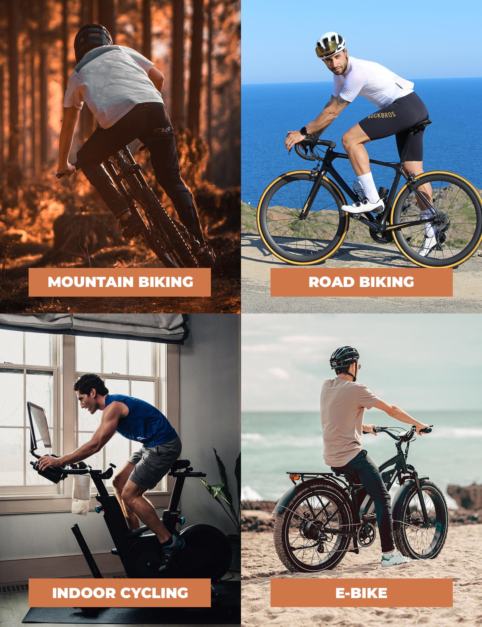 ROCKBROS Pantaloni da Ciclismo Lunghi Uomo Estivo con Fondello Senza Cuciture, Pantaloni Bici Imbottiti Traspirante Elastico e Asciugatura Rapida, per MTB Bici da Strada Bicicletta, Nero