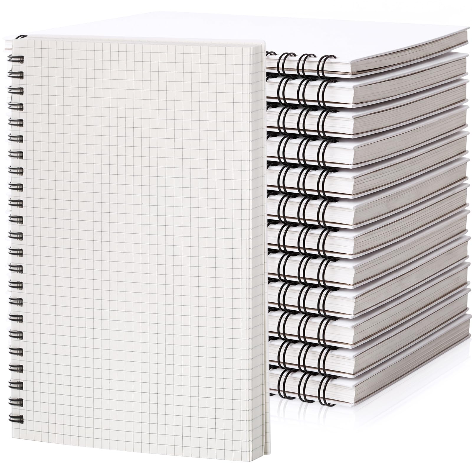 Dunzoom 12 Pack Graph Grid Paper Notebook, 160 Pages, Grid Paper, A5