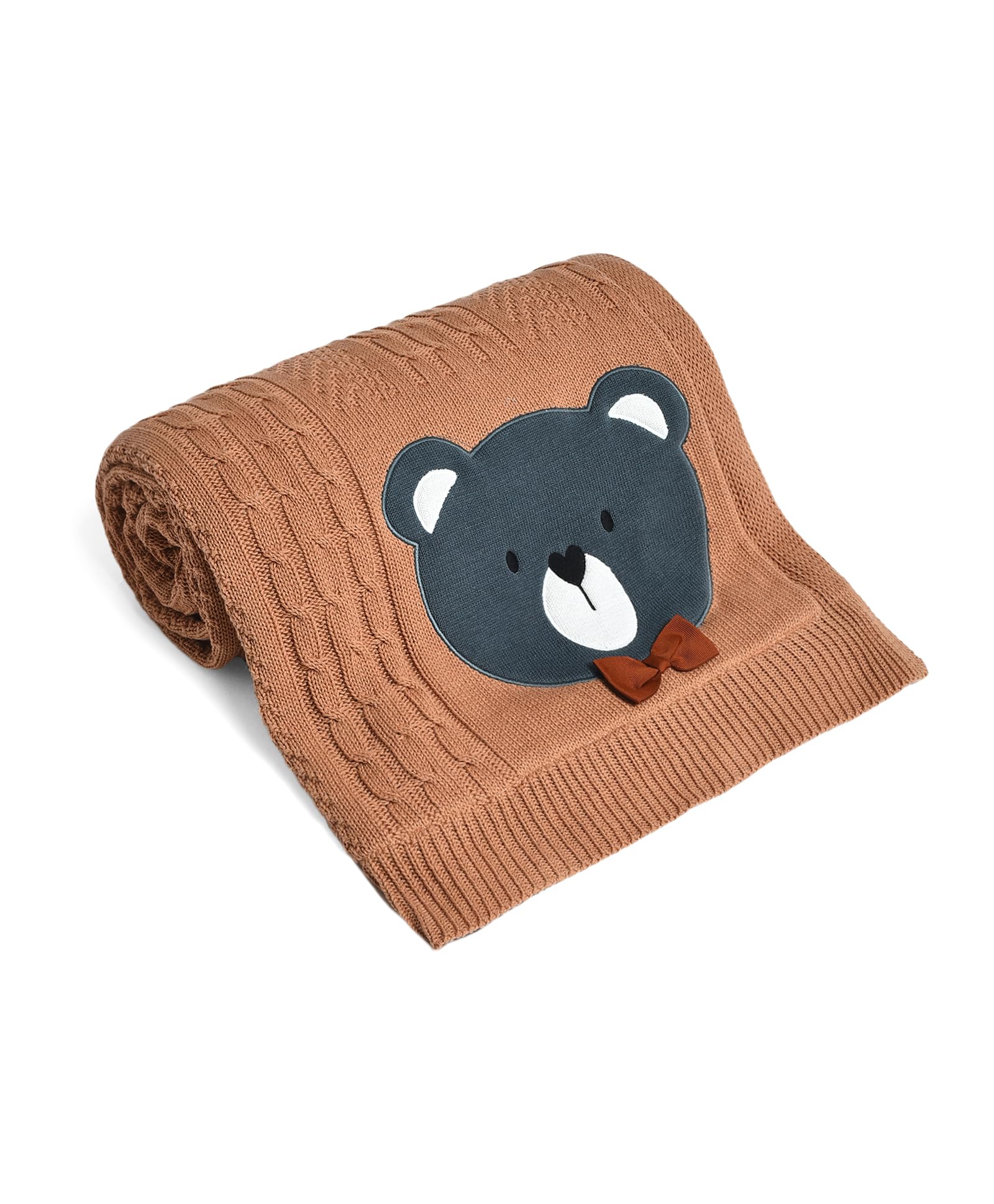 Mi Arcus Bear Face Print Premium Ultra-Soft Blanket for Boys Girls Kids 2-6 Years, 120x150 CM - Brown
