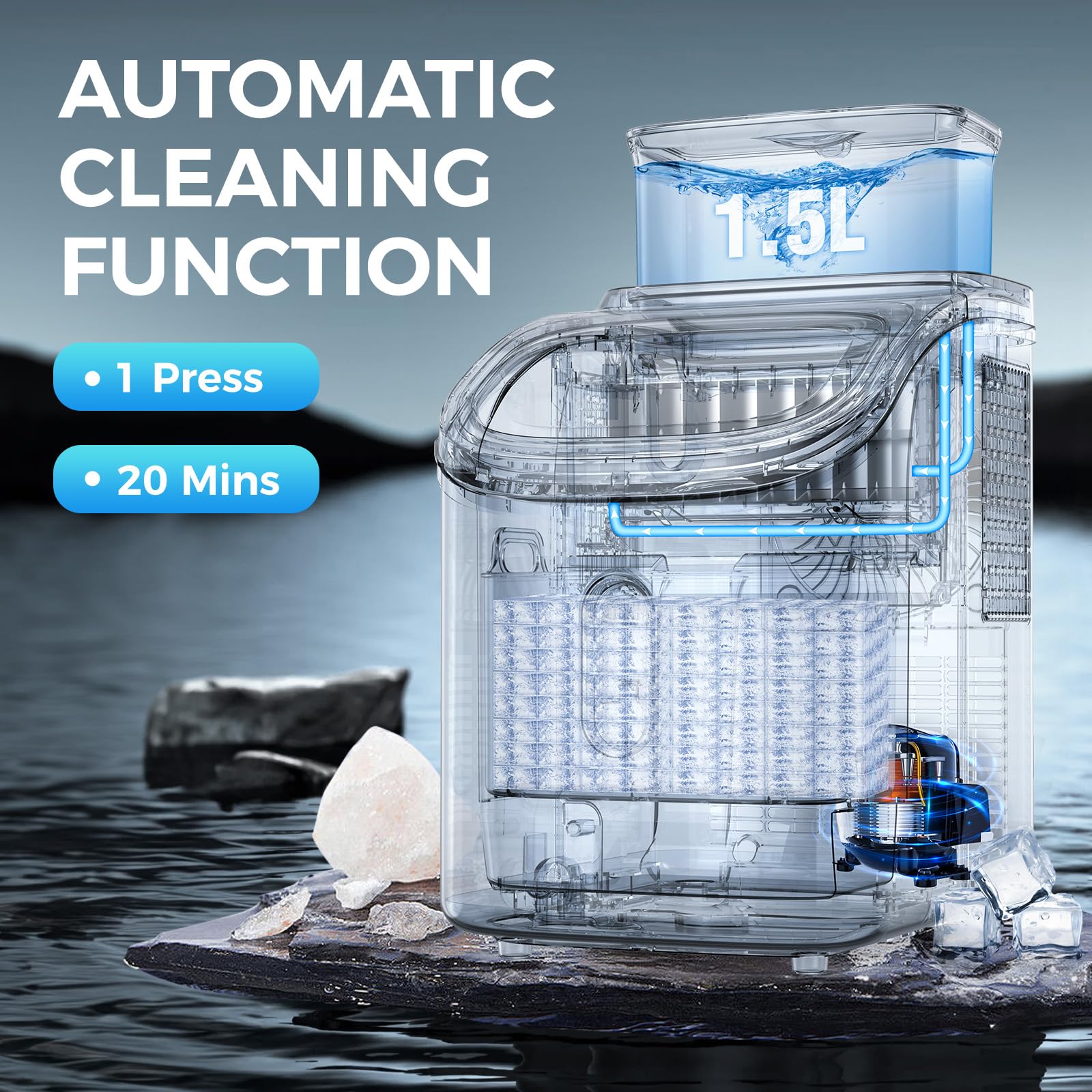 COWSAR Countertop Ice Cube Maker, 30LBS/24H Portable Ice Machine with Top External Water Tank, Self-Cleaning Function, 16 Pcs Ice Cube/13 Mins, Ice Scoop and Basket Perfect for Home, Office, Gray on Fridge.com