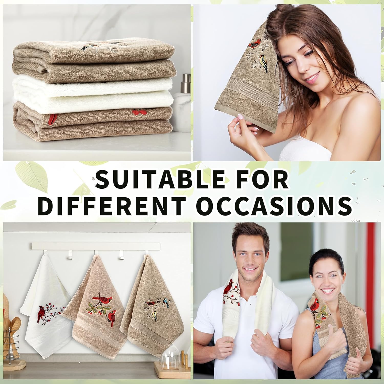 3 Pcs Cardinal Hand Towels Birds On Branch Hand Towels Winter Birds Kitchen Towels for Bird Lovers Women Bathroom Kitchen Nursery, Drying Cleaning Holiday Decor, 28 * 12 in, Soft Absorbent (Cardinal) - Image 5