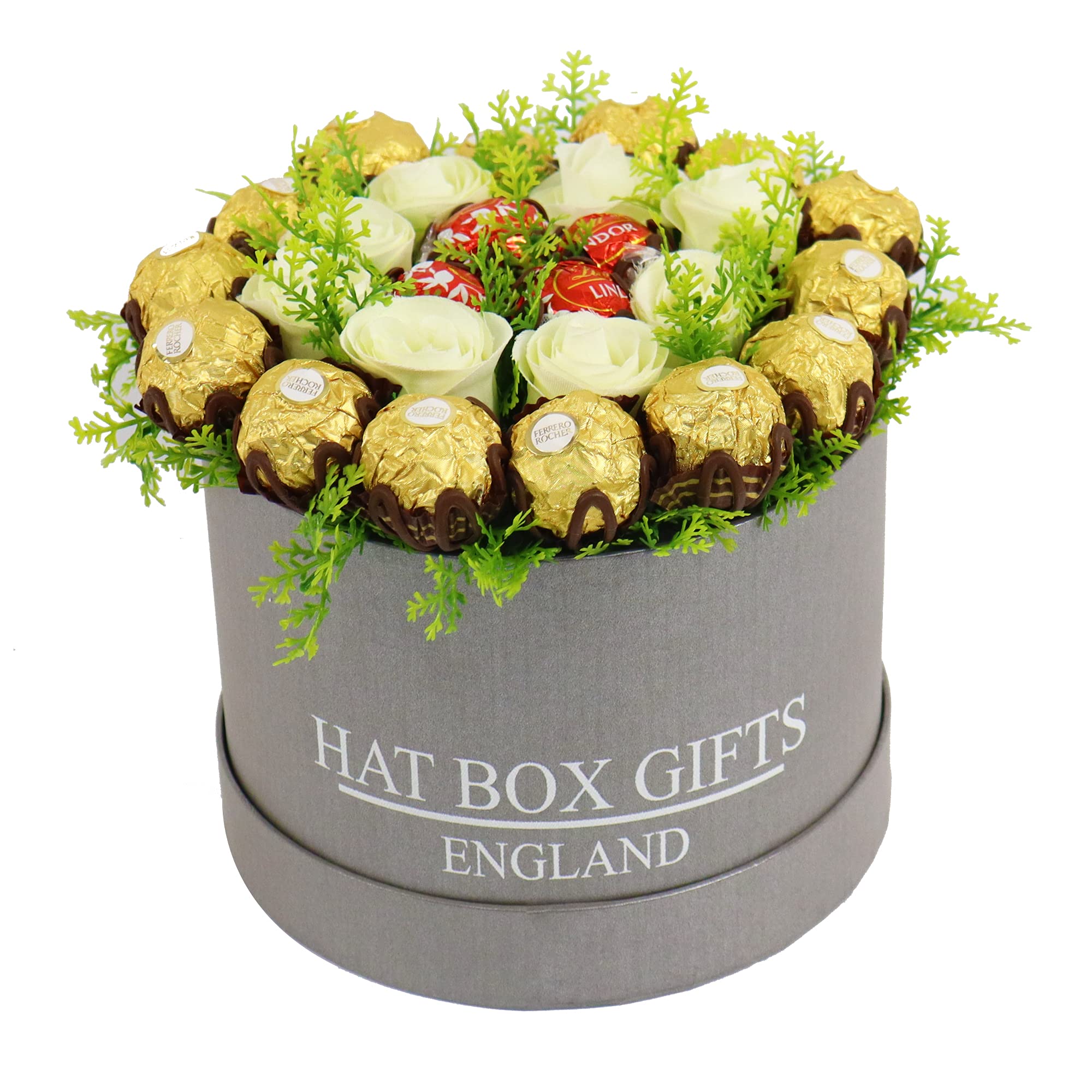 Buy Hat Box with 14 x Ferrero Rocher , 4 x Lindt Lindor Milk Chocolates
