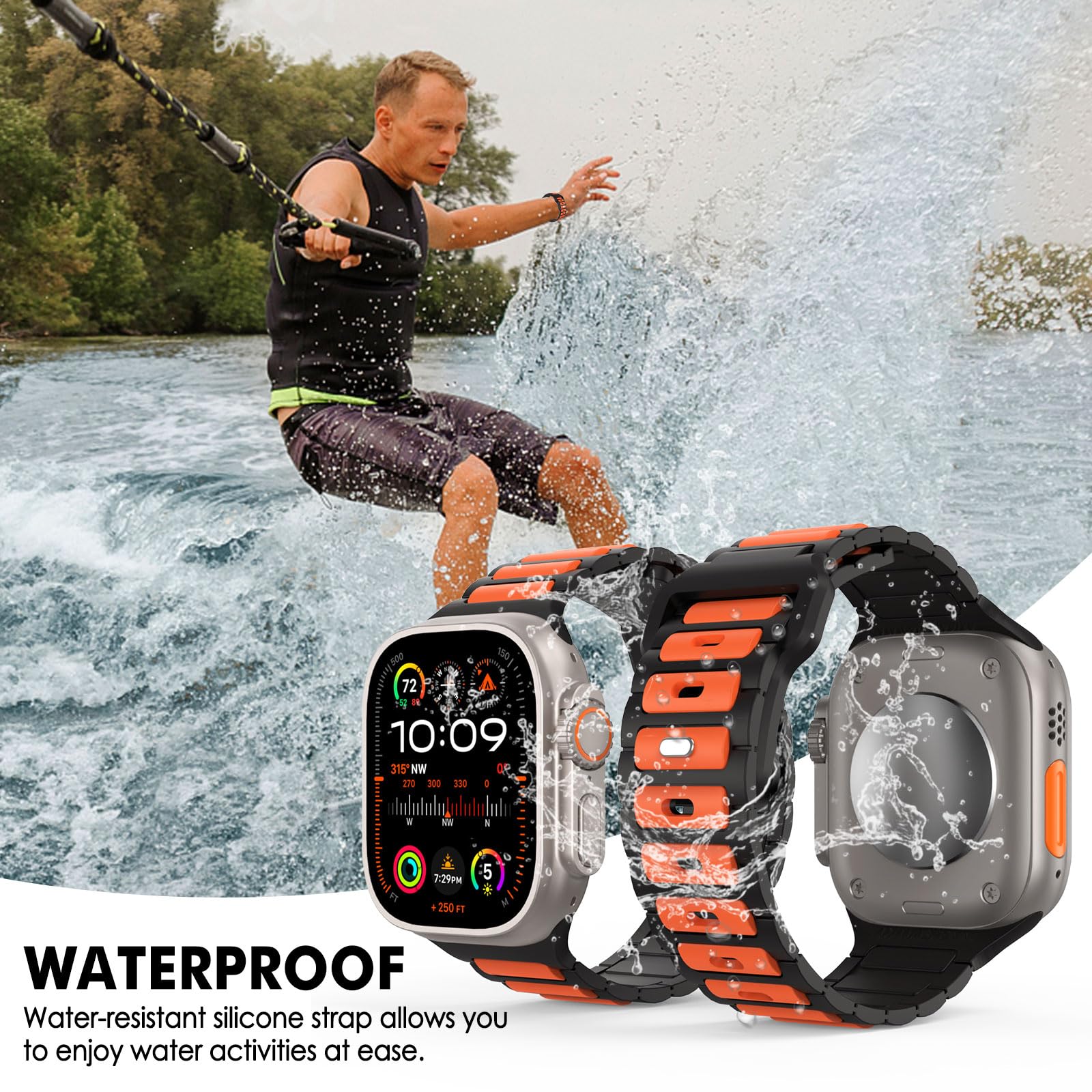 MoKo Cinturino Compatibile con Apple Watch Ultra 2 49mm 46mm 45mm 44mm 42mm per Uomo Donna, Cinturino di Ricambio Sportivi in Silicone per iWatch Apple Watch Serie 10 9 8 7 6 5 SE Ultra 2