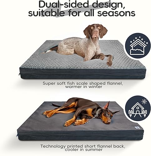 Miniatura 4 de Sytopia Cama indestructible de 42 pulgadas para perros grandes, impermeable, lavable, funda extraíble, soporte ortopédico grueso, duradero,