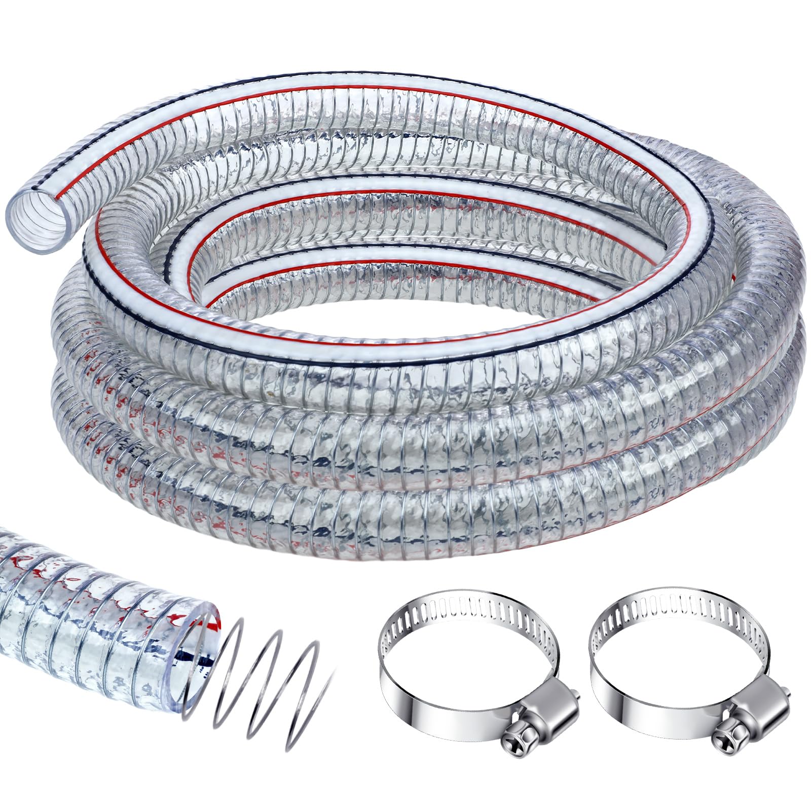 Frienda Flexible Hose Pvc Tubing with Fasteners, 1 Inch ID, 3.3 Ft
