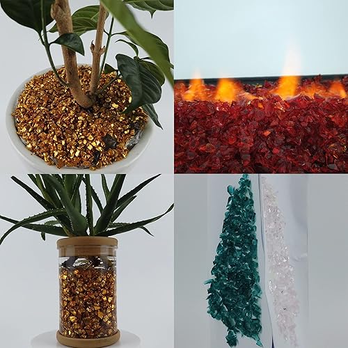Miniatura 7 de Cristal de fuego de alto brillo, piedra de grava, cristal roto, chips de gemas de fuego, vidrio triturado para hogueras, manualidades, decoración de