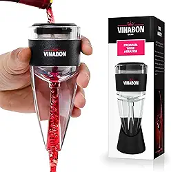 VINABON Aerador de vinho tinto – Decantador de vinho premium 2025 de qualidade profissional com aerador – Melhora o sabor do vinho, filtra impurezas, evita gotejamentos e derramamentos. Inclui ebook