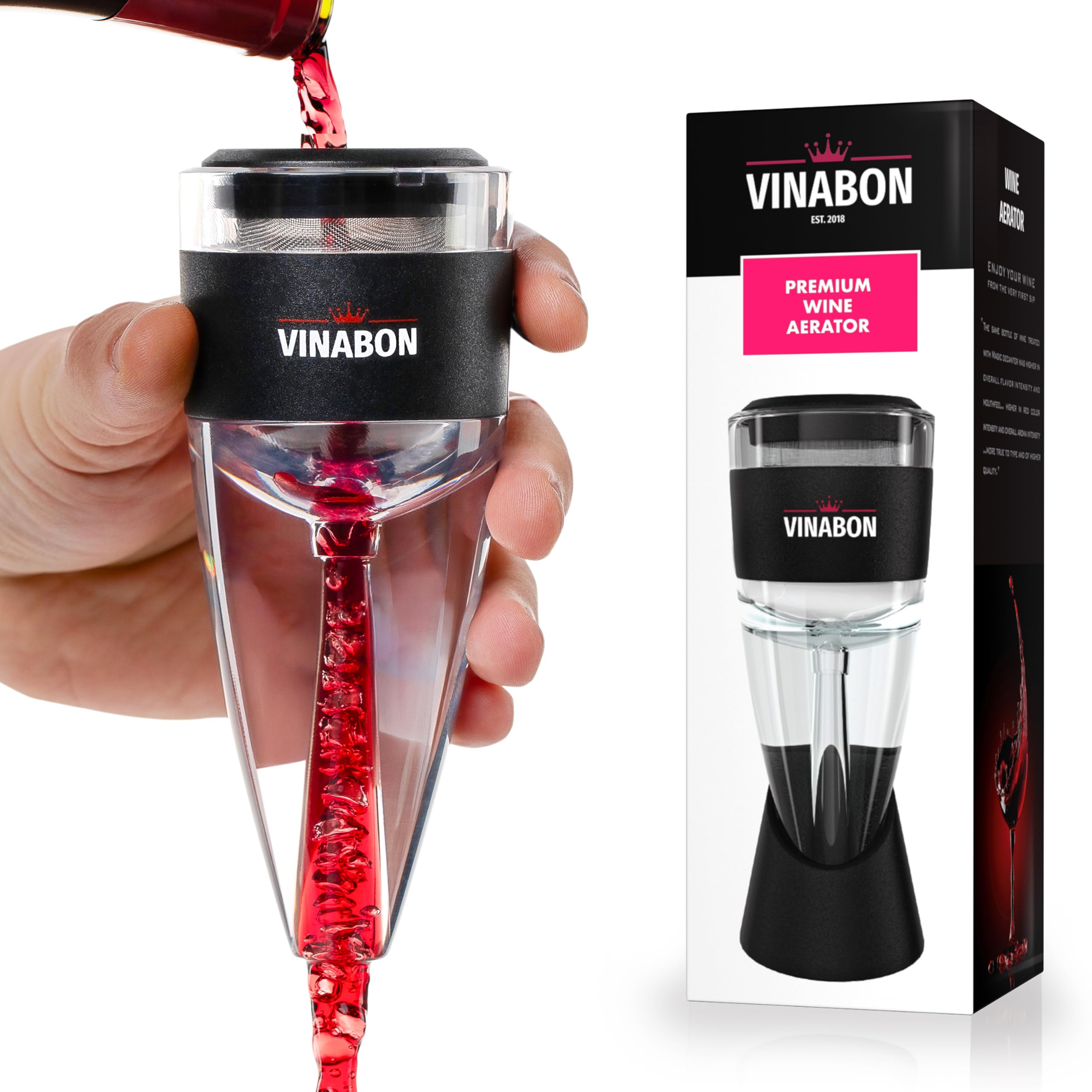 BT Premium Wine Aerator Pourer Set – Decanter Spout With Vacuum Stopper, Enhances Red Wine Flavor