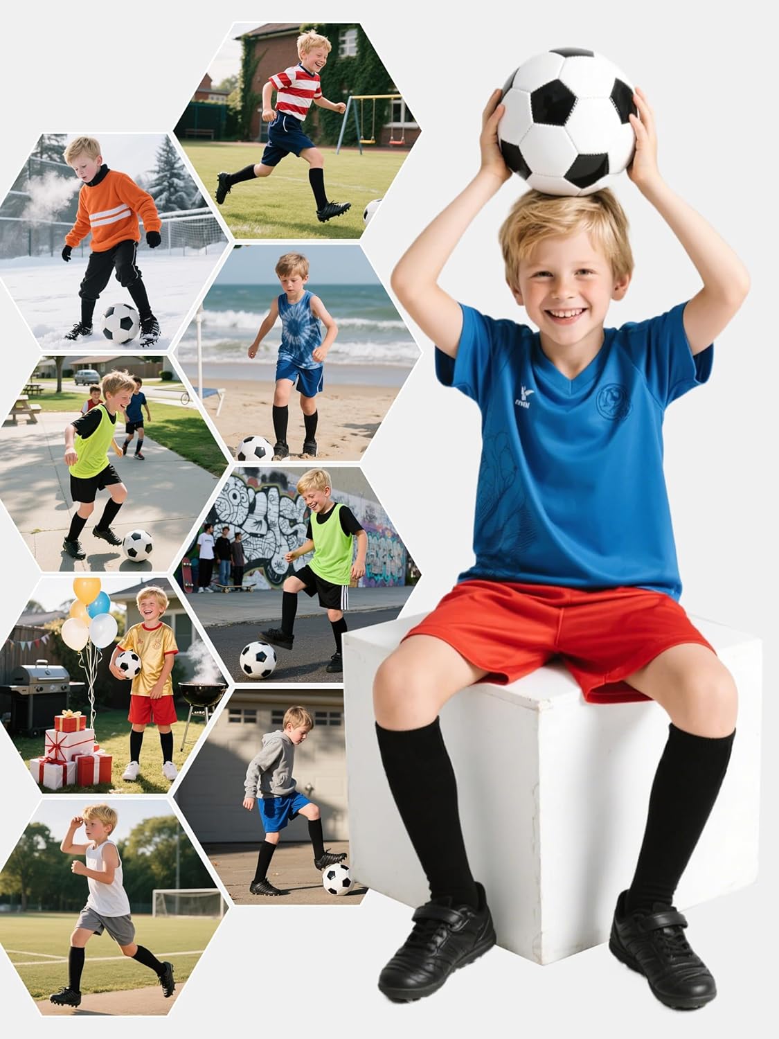 4 Pairs Kids Cotton Soccer Socks Cushion Striped Baseball Uniform Boys World Cup Sock Toddler Girls Knee High Socks - Image 6