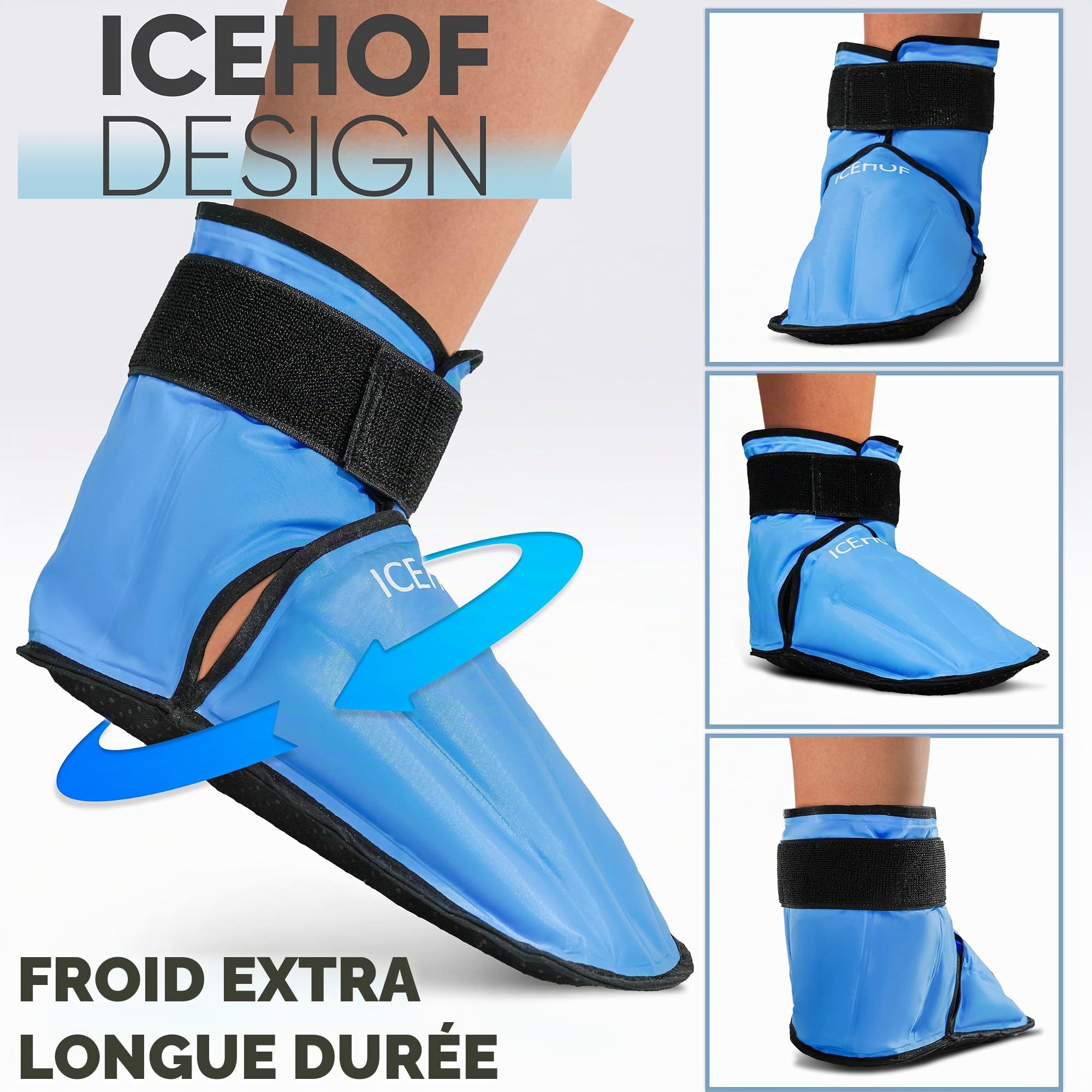 ICEHOF Chaussures rafraîchissantes + bottes – Tissu doux – Chaussettes rafraîchissantes avec gel thérapie par le froid pour pieds et orteils pour chimiothérapie, rhumatisme, chaussettes de glace,