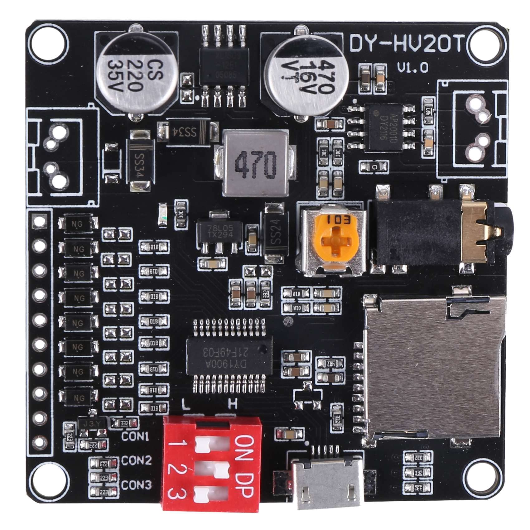 Dovhmoh DY-20T 12V / 24V電源10W / 20W音声再生モジュール -SDカードMP3ミュージックプレーヤーのサポート 用