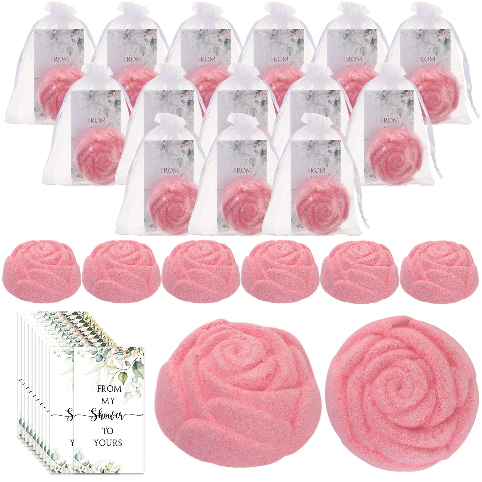 36 Sets Bridal Shower Favors Bath Bomb Gift Set Rose Bath Bombs Wedding  Party Supplies Bath Bombs It's a Girl Baby Shower Favors with Thank You  Cards