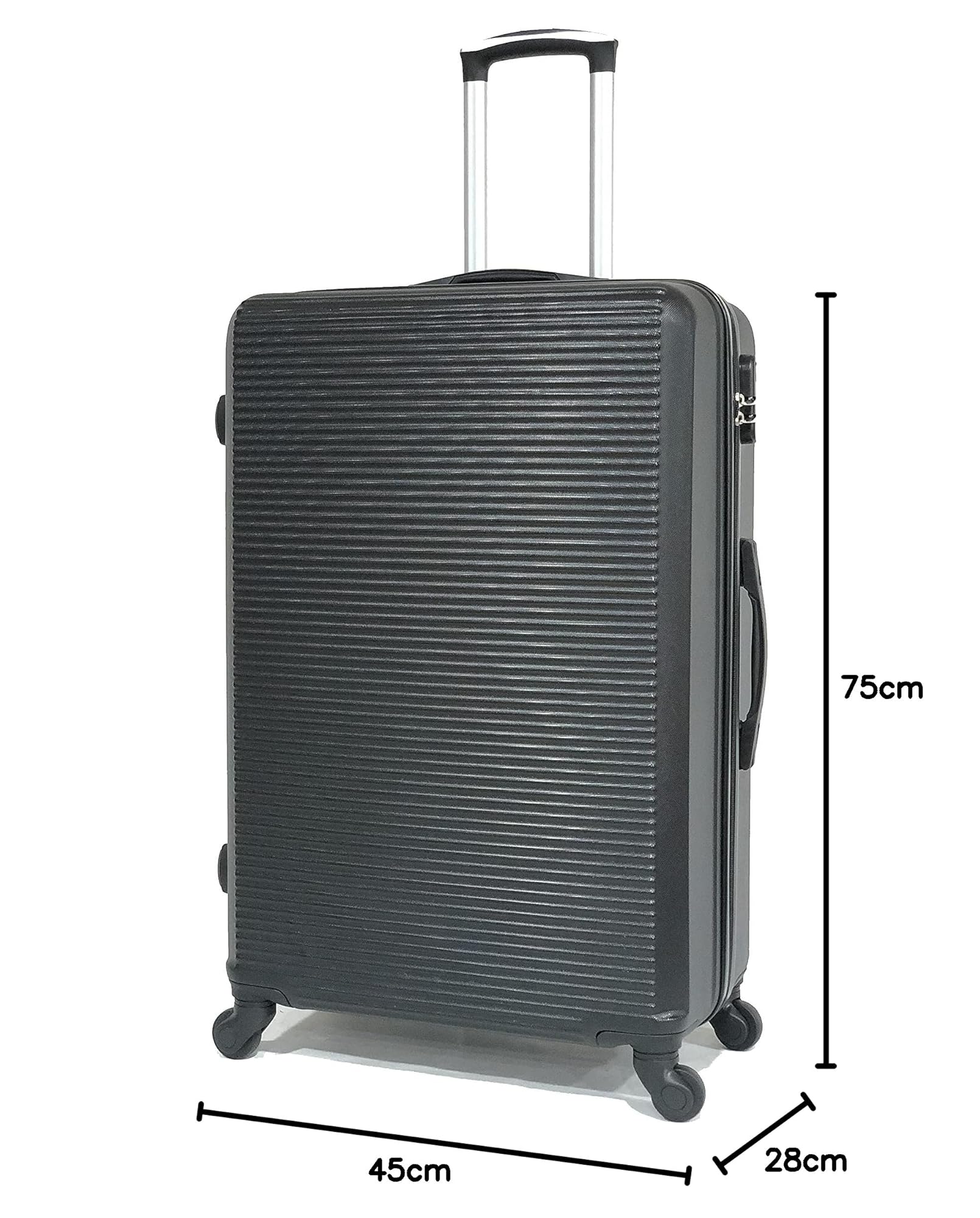 CELIMS - Valigia Grande 23 kg Rigida Leggera | Valigia da Stiva 75cm Donna | Lucchetto Integrato | ABS | Trolley Grande 75cm con 4 Ruote | Nero