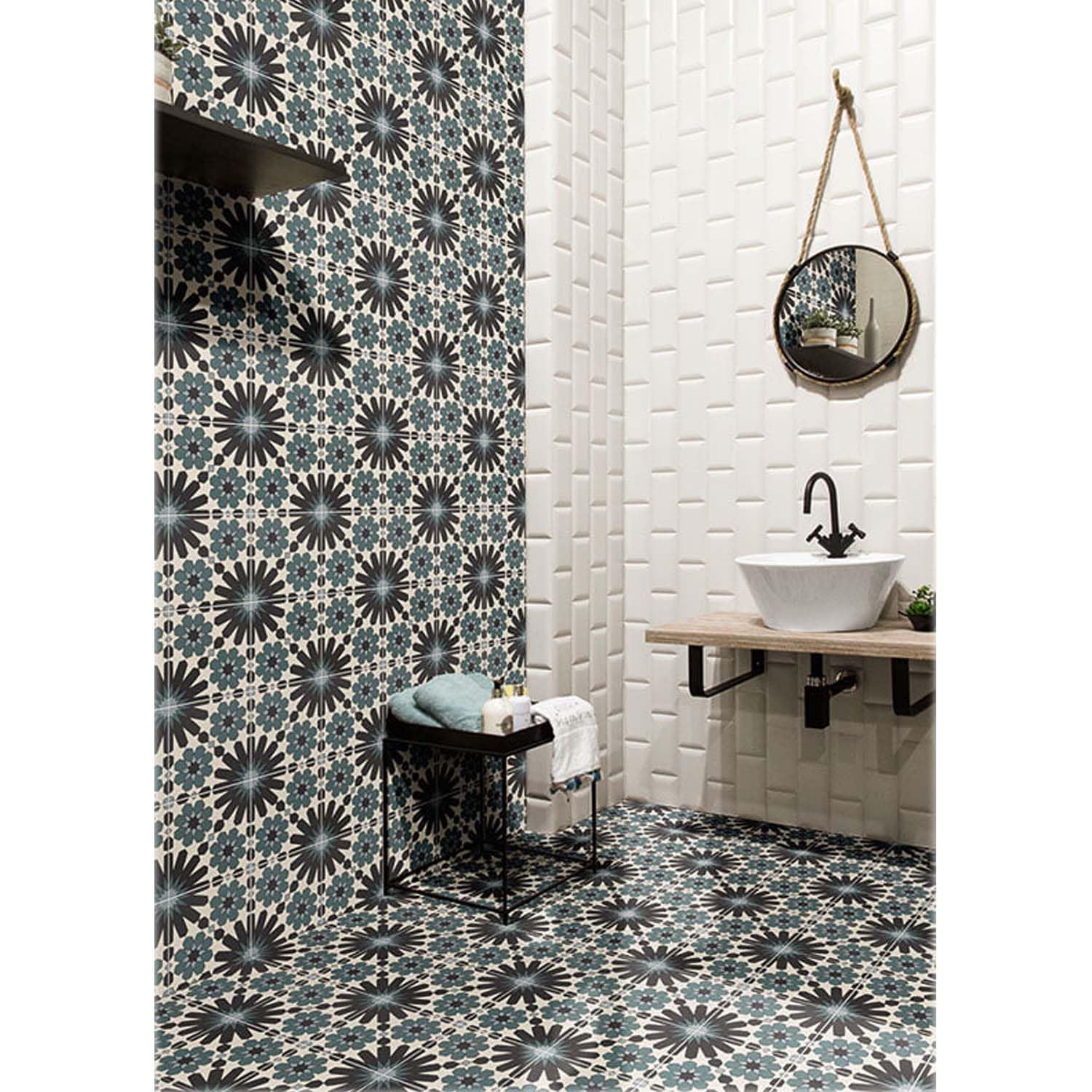 Casa Moro | Azulejos de cerámica marroquí Meknes 20 x 20 cm 1 m² azulejos de suelo y azulejos de pared en el baño y la cocina. Hermosa pared trasera de cocina cuarto de baño | FL8022