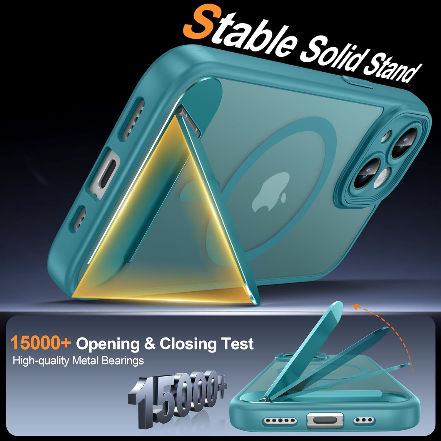 Magnetic Case for iPhone 15 with Stand and Camera Protection | Magnetic Phone Case for iPhone 15, Compatible with MagSafe Translucent Matte Case for iPhone 15 6.1" thumbnail