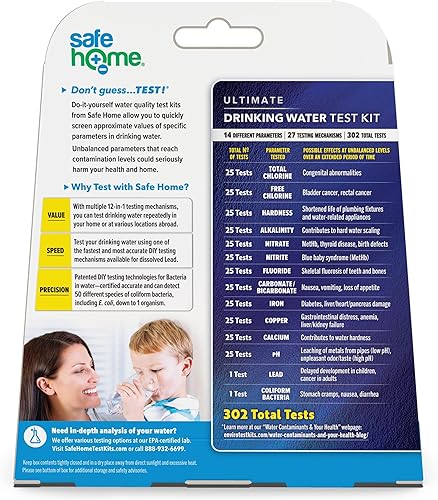 Miniatura 2 de Safe Home Kit de prueba de agua potable para bricolaje, prueba de plomo, bacterias, dureza, cobre, fluoruro, hierro, nitrato, pH y más, agua de