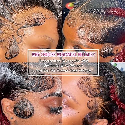 Miniatura 3 de AMIRTY Pelucas de cabello humano con encaje frontal de 34 pulgadas de densidad del 250 %, 13 x 6, 1B99j, pelucas de cabello humano ondulado con