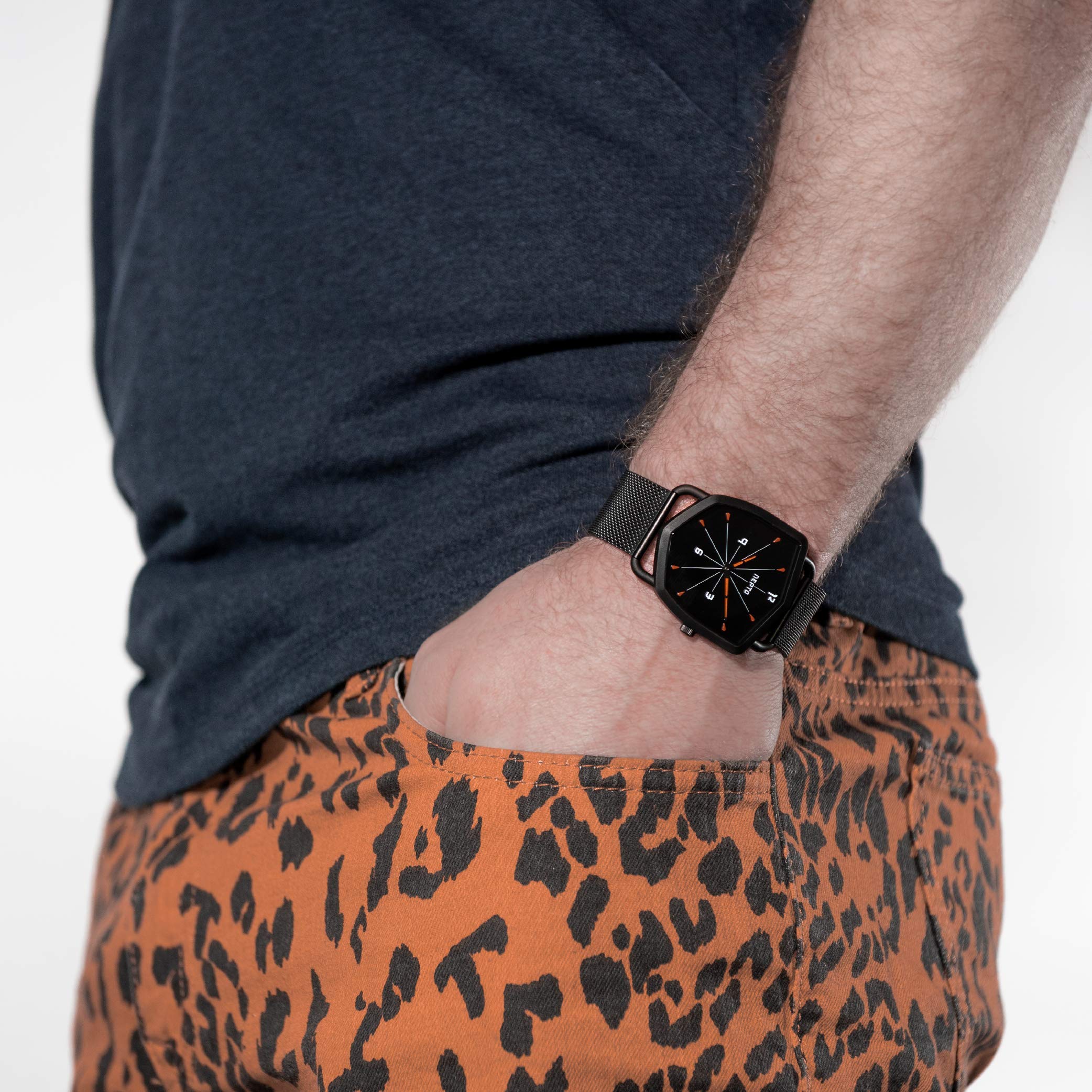 Nepto - Reloj de cuarzo para hombre, pulsera de malla milanesa