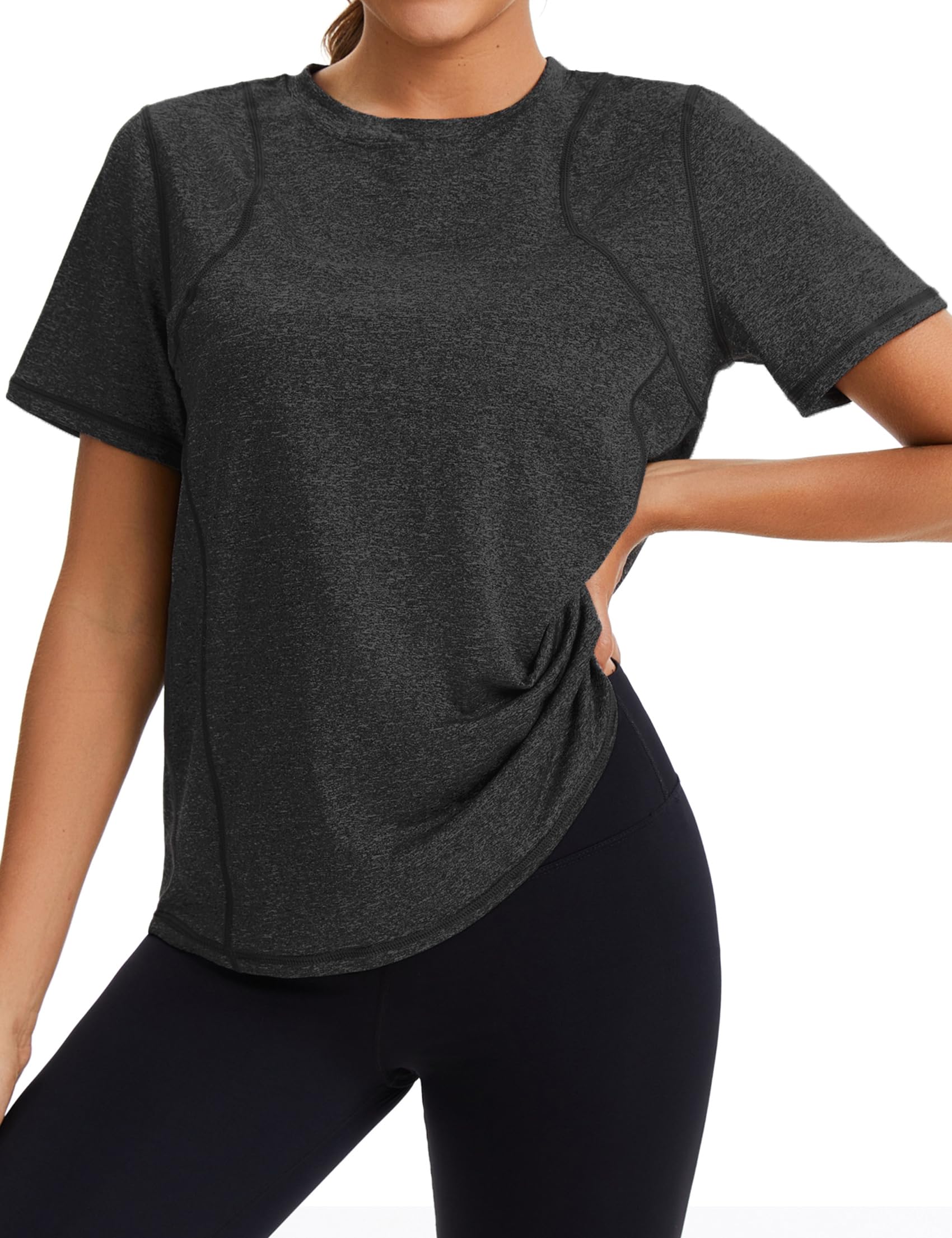 Gyabnw Sportshirt Damen Kurzarm Rundhals Funktionsshirt Oberteile Atmungsaktiv Leichtes Sport Damen Top Für Fitness