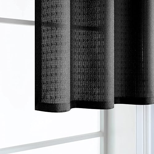 Miniatura 7 de Cortinas negras para ventana de baño, cortinas semitransparentes de cocina de 24 pulgadas de largo, juegos de 2 paneles de cortinas cortas para
