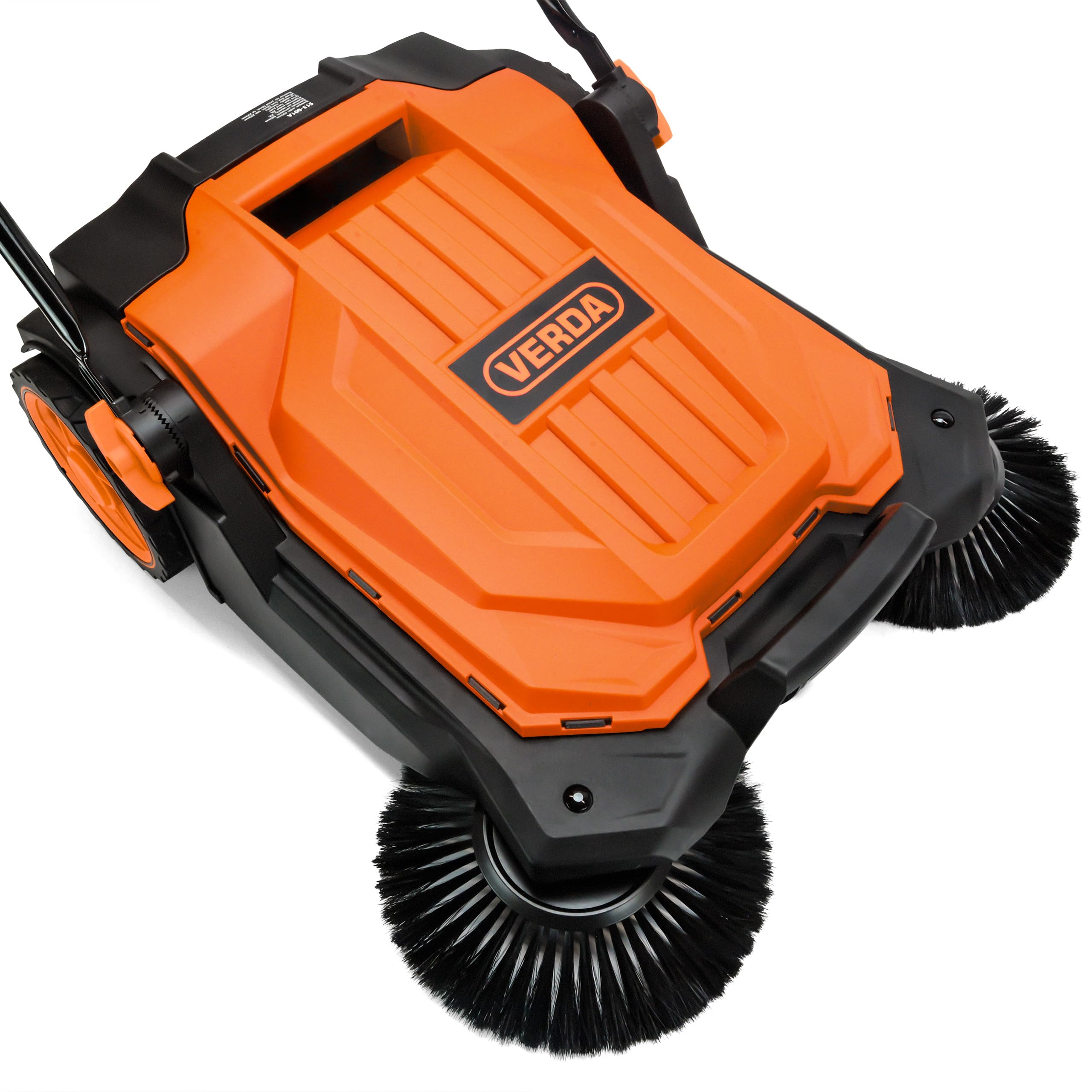 Verda Barredora manual, 2400 m²/h de potencia de barrido, 65 cm de ancho, depósito de 20 l, barredora manual, mango suave, barredora para adoquines, entrada, terraza y patio SN1301Z