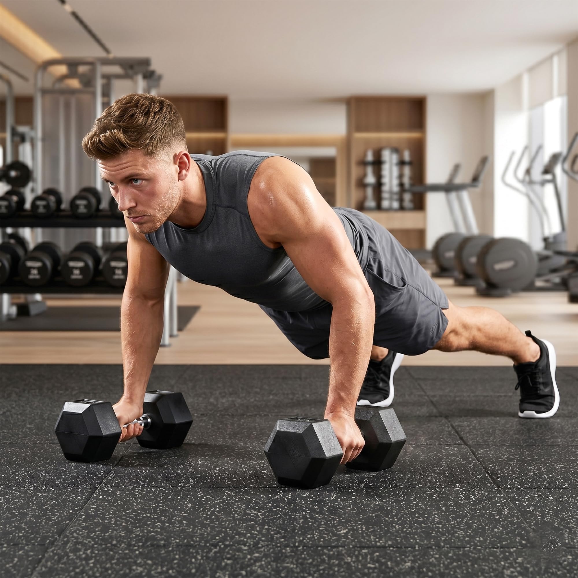 HOMCOM Zestaw krótkich hantli 2 x 4/5/6/8/10/12,5/15/20 Kg, hantle fitness dla mężczyzn i kobiet, trening mięśni i podnoszenie ciężarów - metal czarny guma