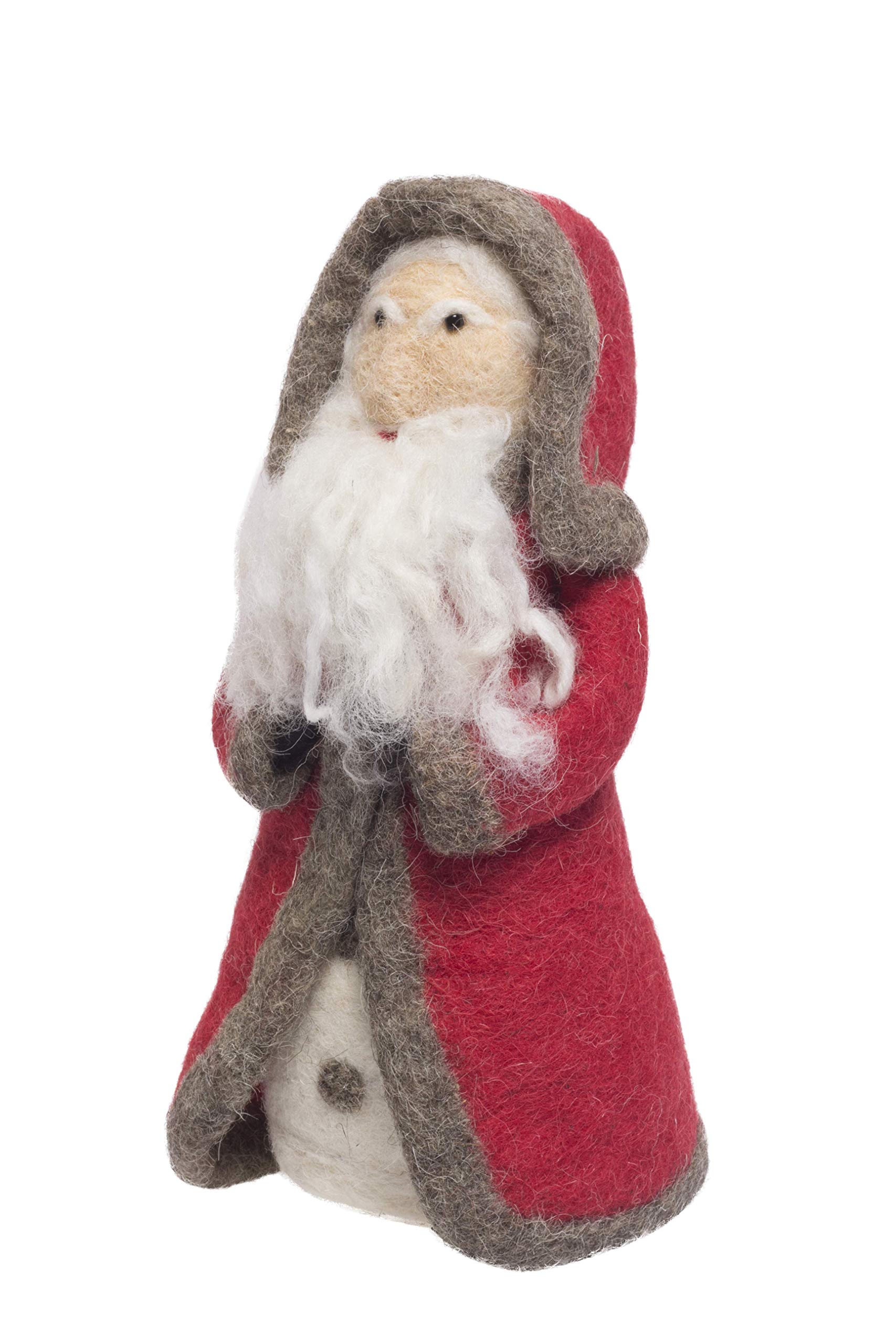 De Kulture Ornamento Babbo natale in Feltro di Lana Fatto a Mano, Decorazione Natalizia per Casa 4X4X8.5 cm