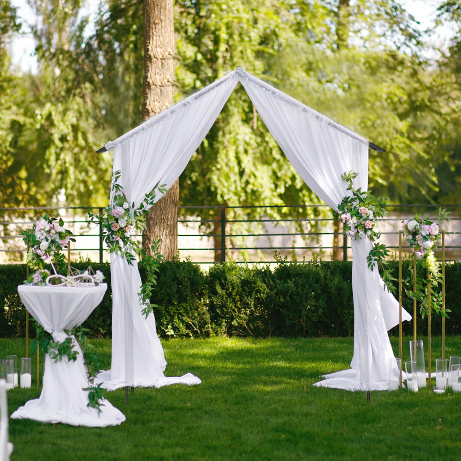 HOMASIS Arco da giardino in metallo, per rose e piante rampicanti, supporto per piante rampicanti, con 4 picchetti per matrimoni, giardino, feste, tralicci, traliccio, rose, supporto per piante, 140 x