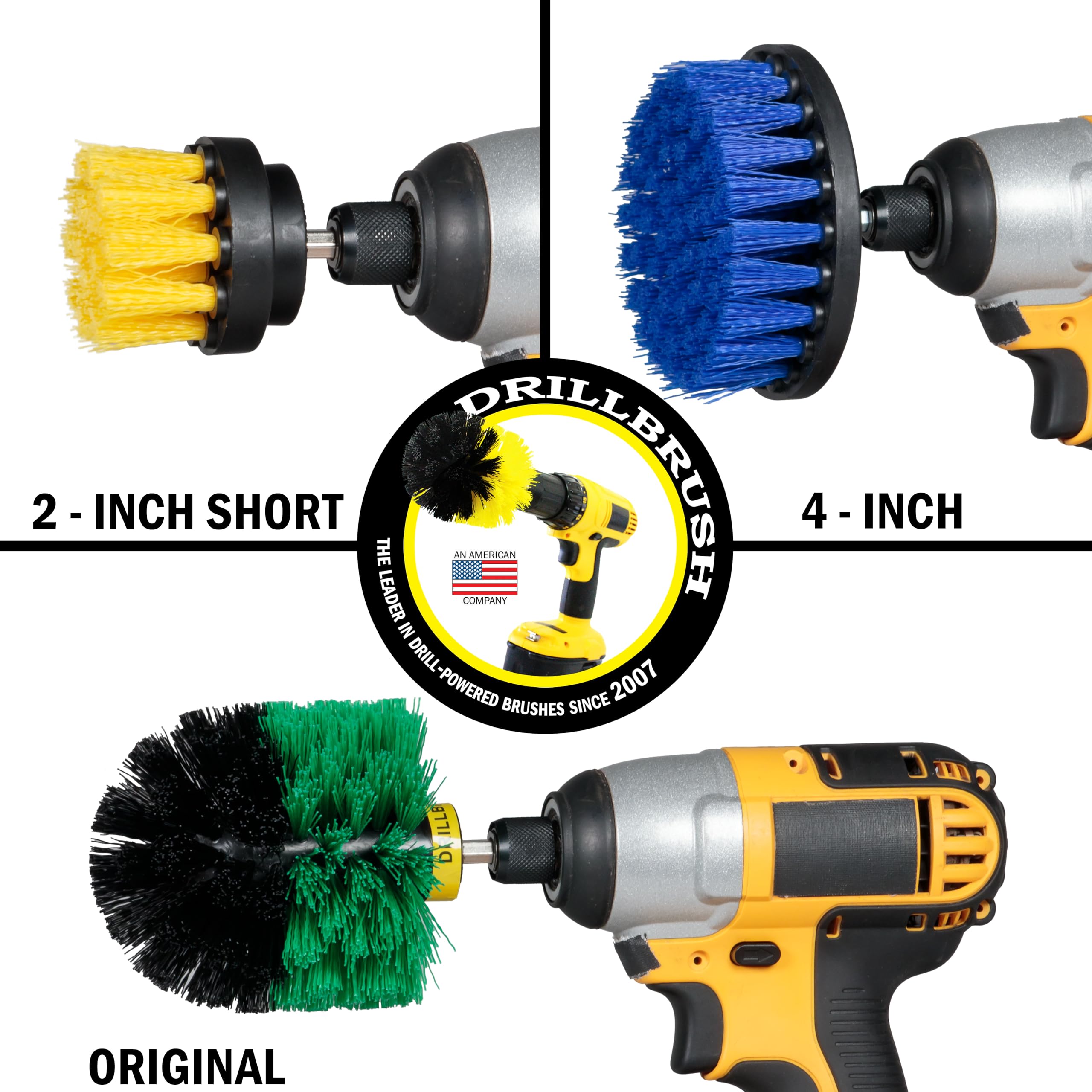 Drillbrush Accesorio para taladro de ducha, herramientas de detalles de coche, apto para lavavajillas, cepillo para limpiar bañeras, fregaderos, azulejos, lechada, suelos, alfombras, cuero, asientos