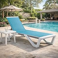 Vista 28 de Kozyard Tumbona para exteriores, tumbona ajustable para patio con marco de aluminio y patas de resina, tela de textileno para piscina, patio trasero