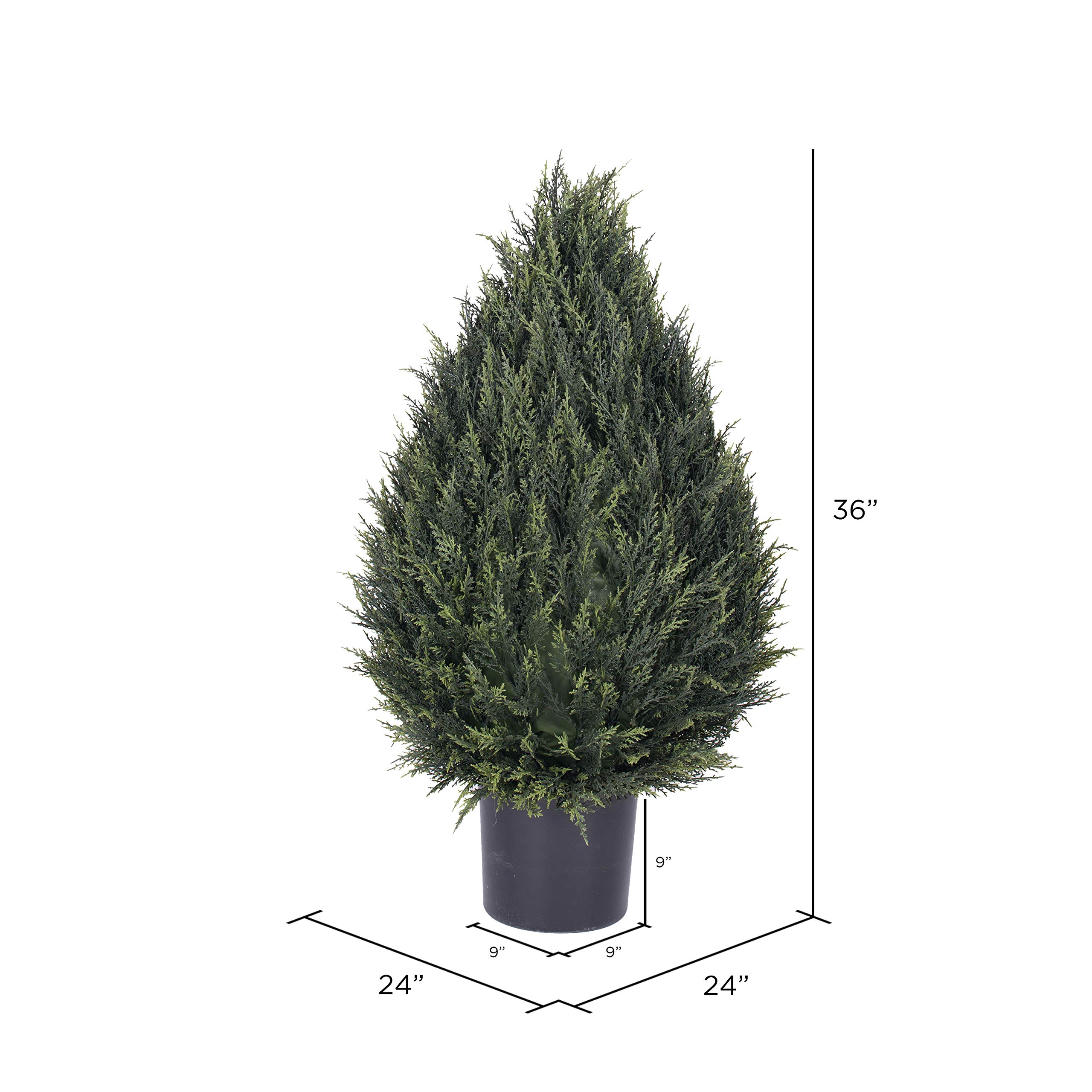 Vickerman Everyday Artificial Cedar Pine Cone Topiary 36 Inch - UV Resistant Indoor Outdoor - Potted Faux Cedar Topiary - Maintenance Free