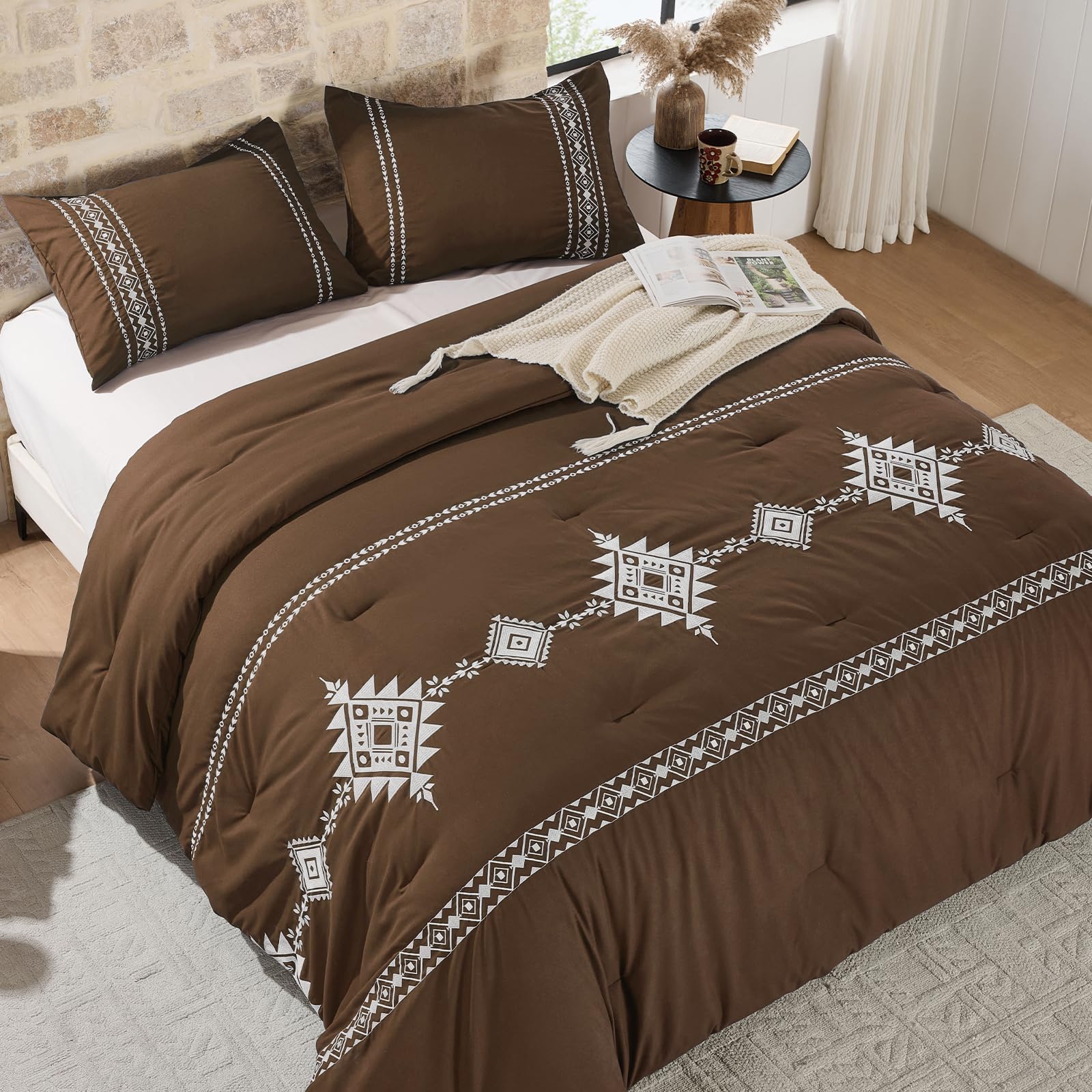 Boho Embroidered Comforter Set - Fall Pumpkin -15