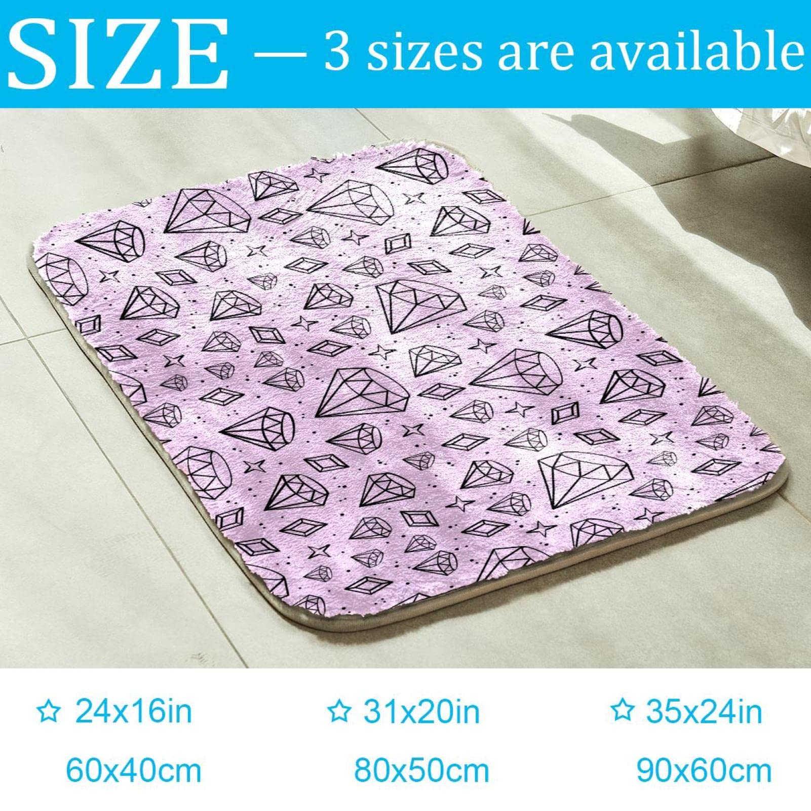 Fluffy Area Shag Teppich Ultra Weich für Schlafzimmer Rosa Rautenmuster 1