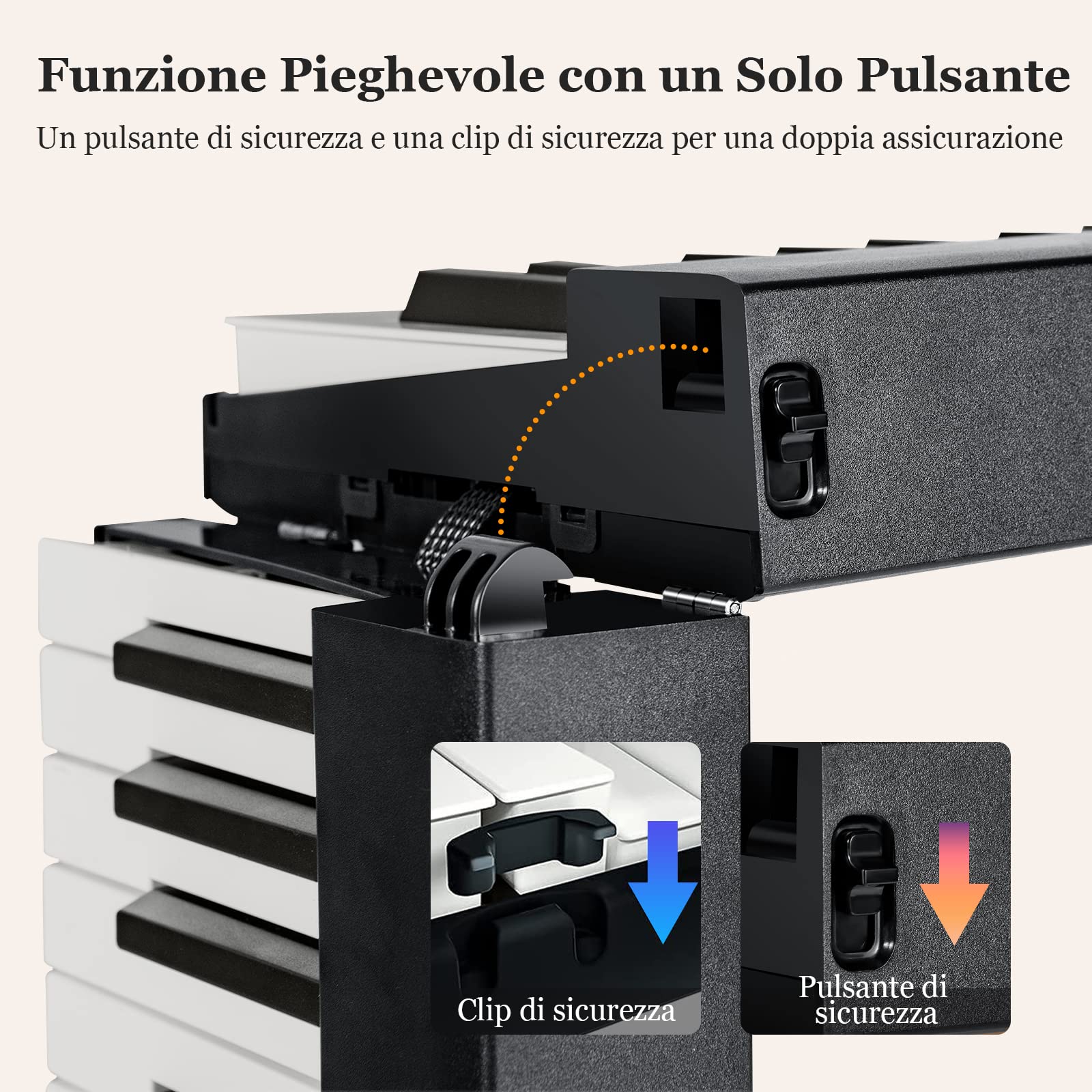 COSTWAY Tastiera Elettronica 88 Tasti Illuminati, Pianoforte Digitale Pieghevole Portatile con Custodia, Sustain Pedali, Modalità di Insegnamento, MP3/USB/MIDI/Bluetooth (Nero)