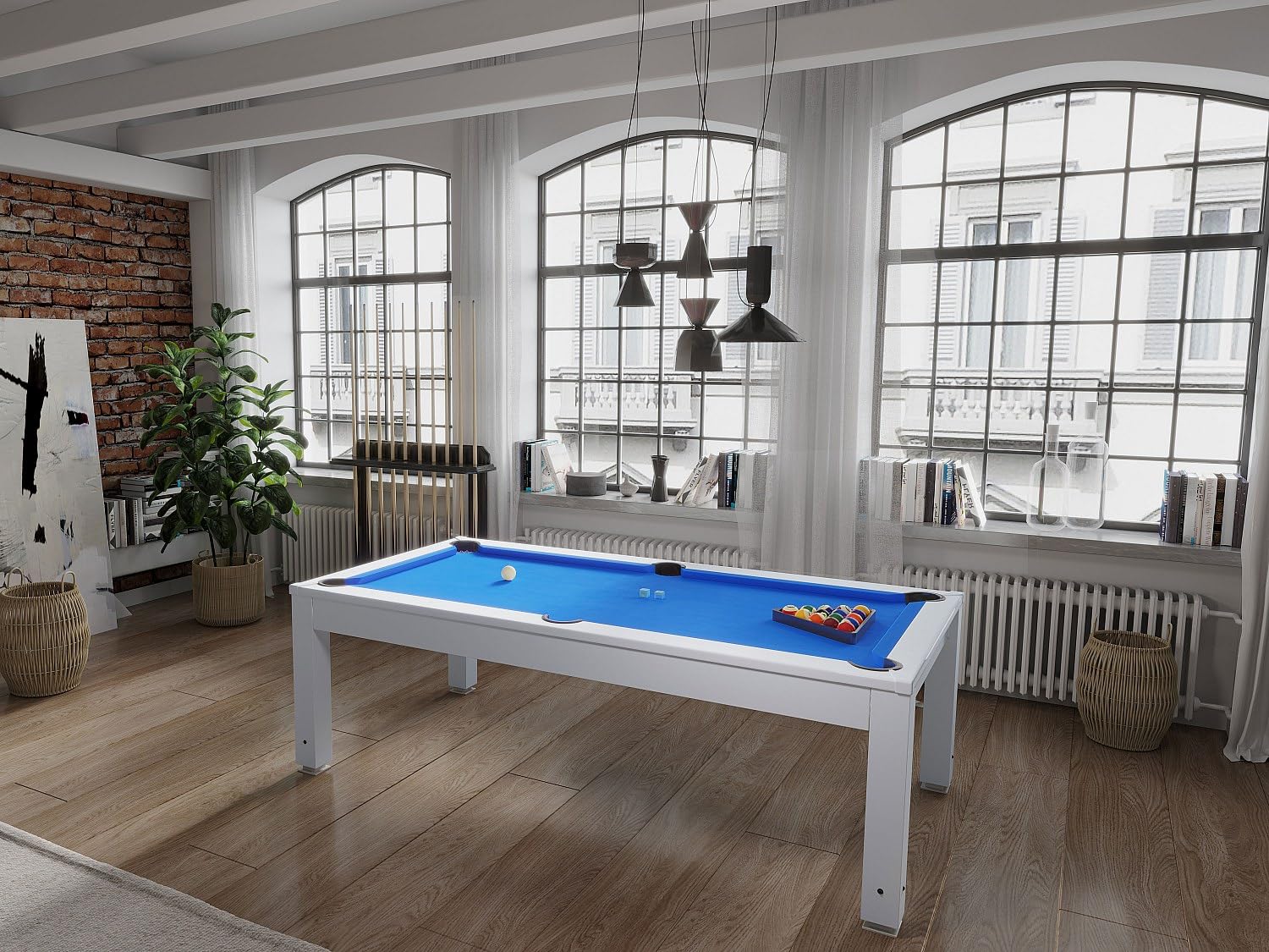 Vente-unique - Table Transformable - Billard Snooker - Hauteur Ajustable - 207 * 114 * 79 cm