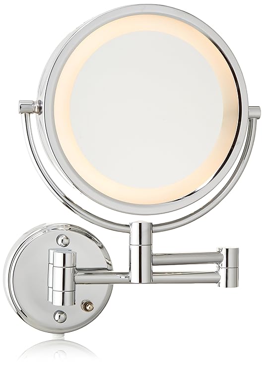 Jerdon TwoSided WallMounted Makeup Mirror with Lights