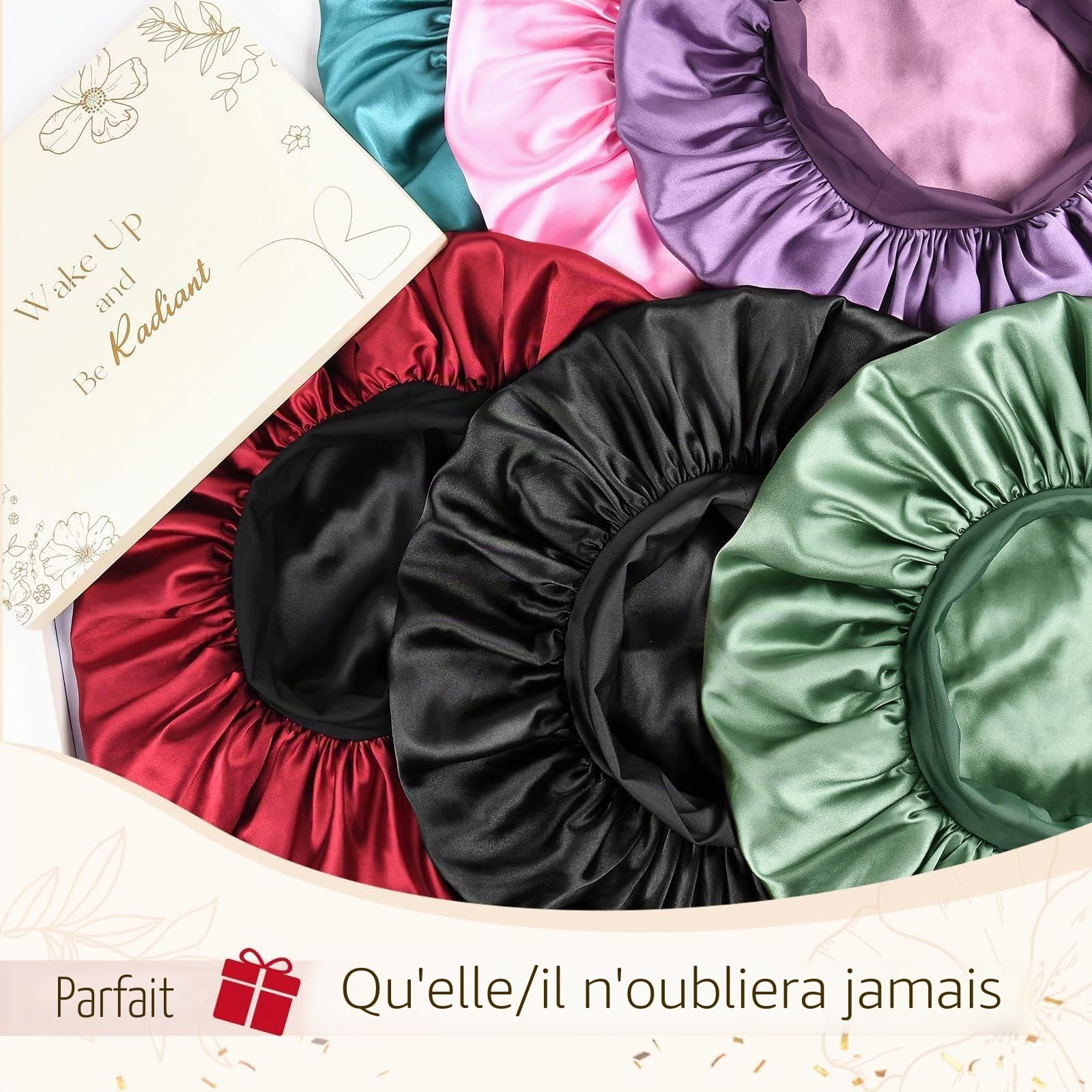Yanibest Bonnet de sommeil en satin pour hommes et femmes, taille unique, Noir