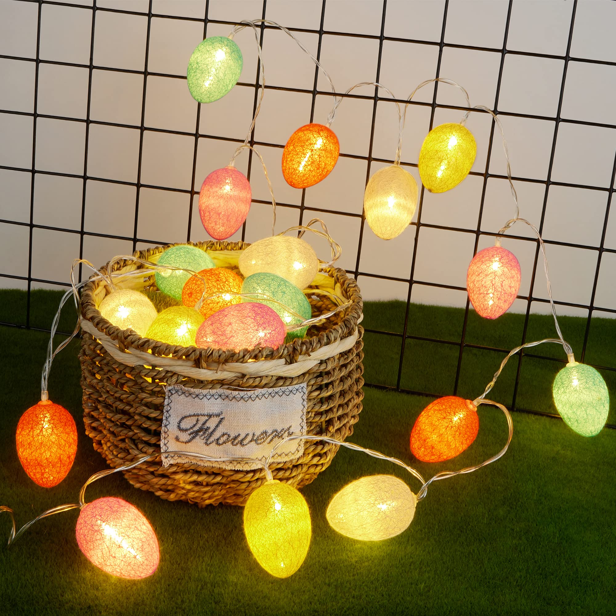 Photo 1 of *UNTESTED* HOOJO 10.5 FT Easter Lights String, 20 LED Cotton Egg Lights