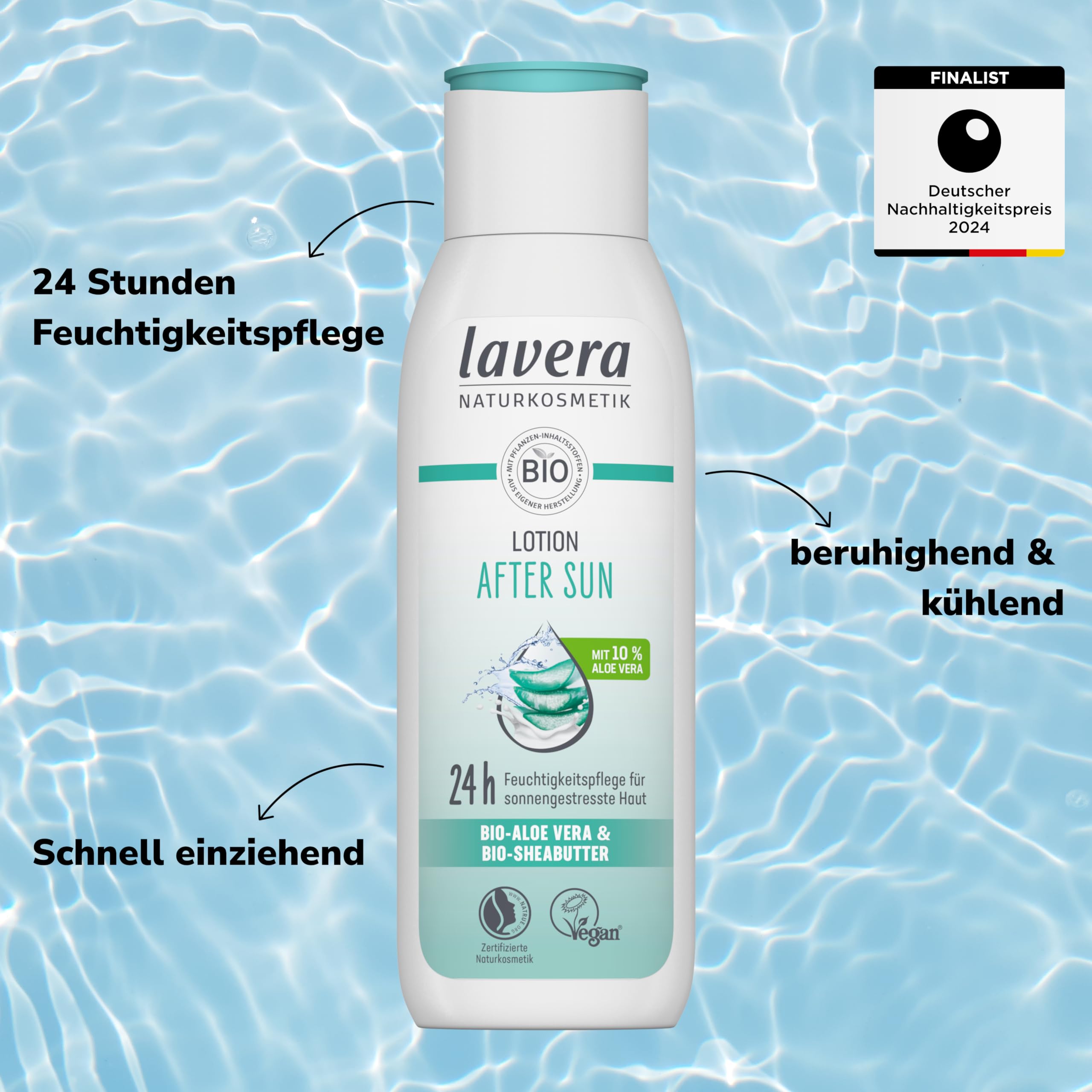 lavera Balsam po opalaniu – 24 h nawilżający – uspokajający i chłodzący – ochrona przed słońcem – wegański – naturalna kosketyka – 200 ml