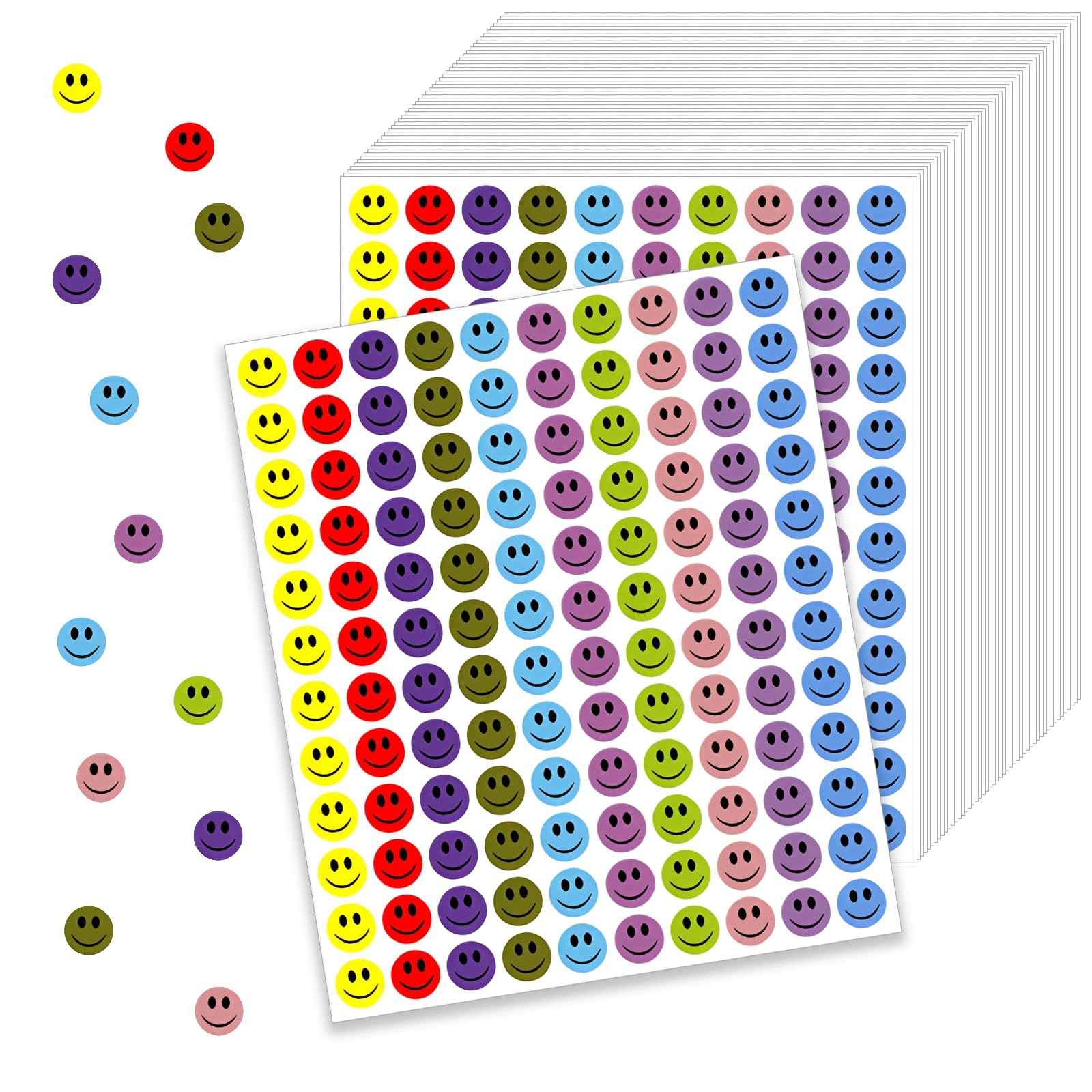 6000 Pcs Smiley Face Stickers, Colorful Happy Face Reward Stickers
