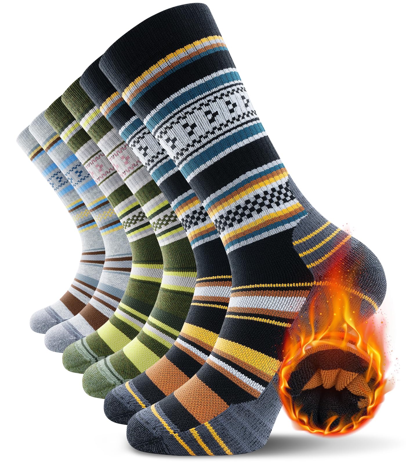 TANSTC Calcetines Térmicos de Lana Merino para Hombre Invierno, Exterior y Trekking, Transpirables, Acolchados y Cálidos OEKO-TEX STANDARD 100