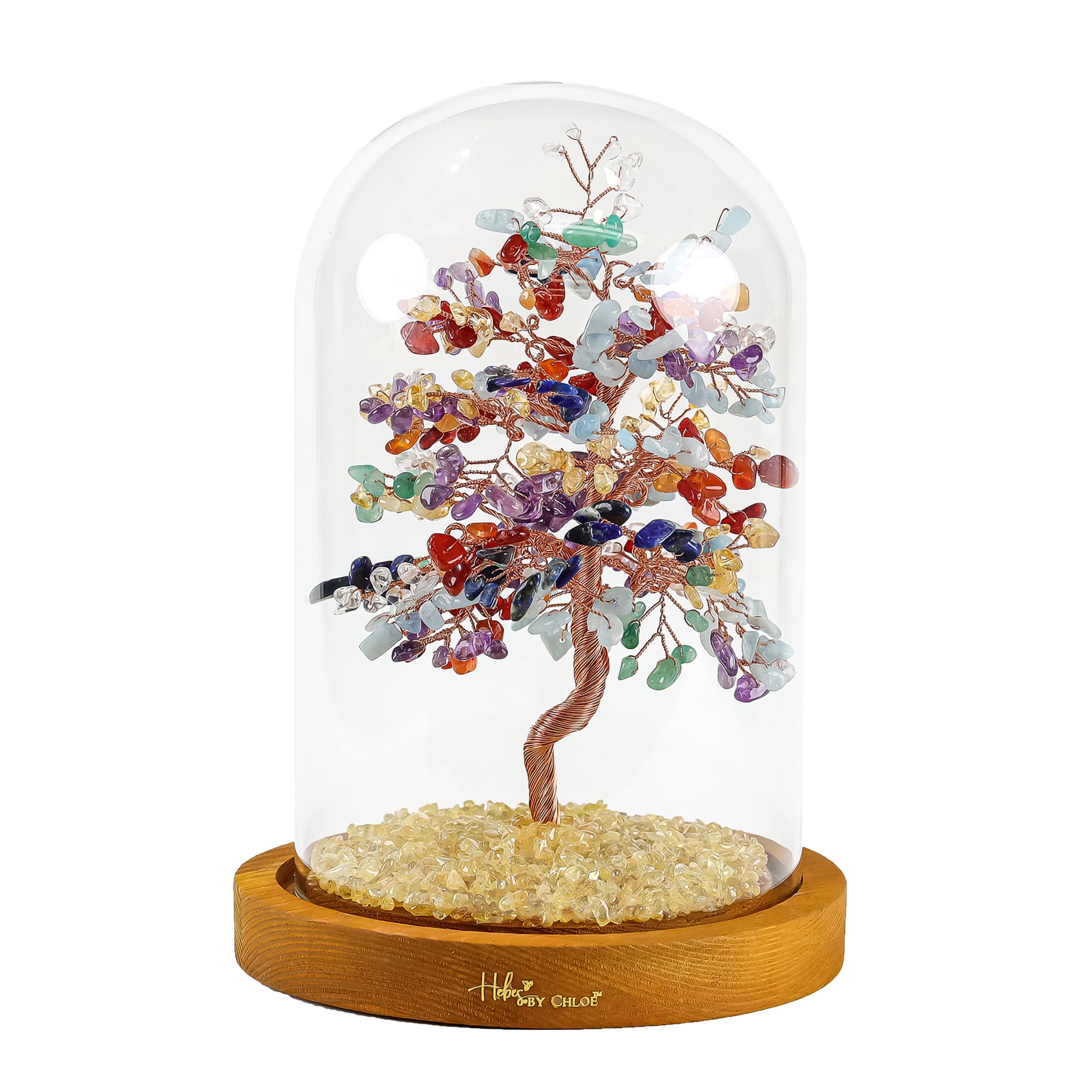 Handcrafted 7 Chakra Healing Crystal Tree of Life for Home and Office Decoration, Feng Shui Money Bonsai Tree for Prosperity, Protection & Positive Energy, Good Luck Gifts for Women & Men