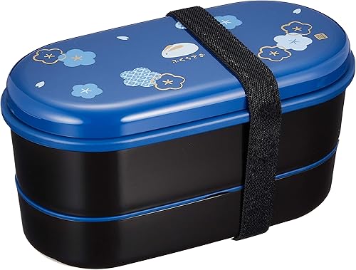 Skater ksx2-blue3680japonés 2-tier Bento Lunch Box con bolsa de cinturón palillos