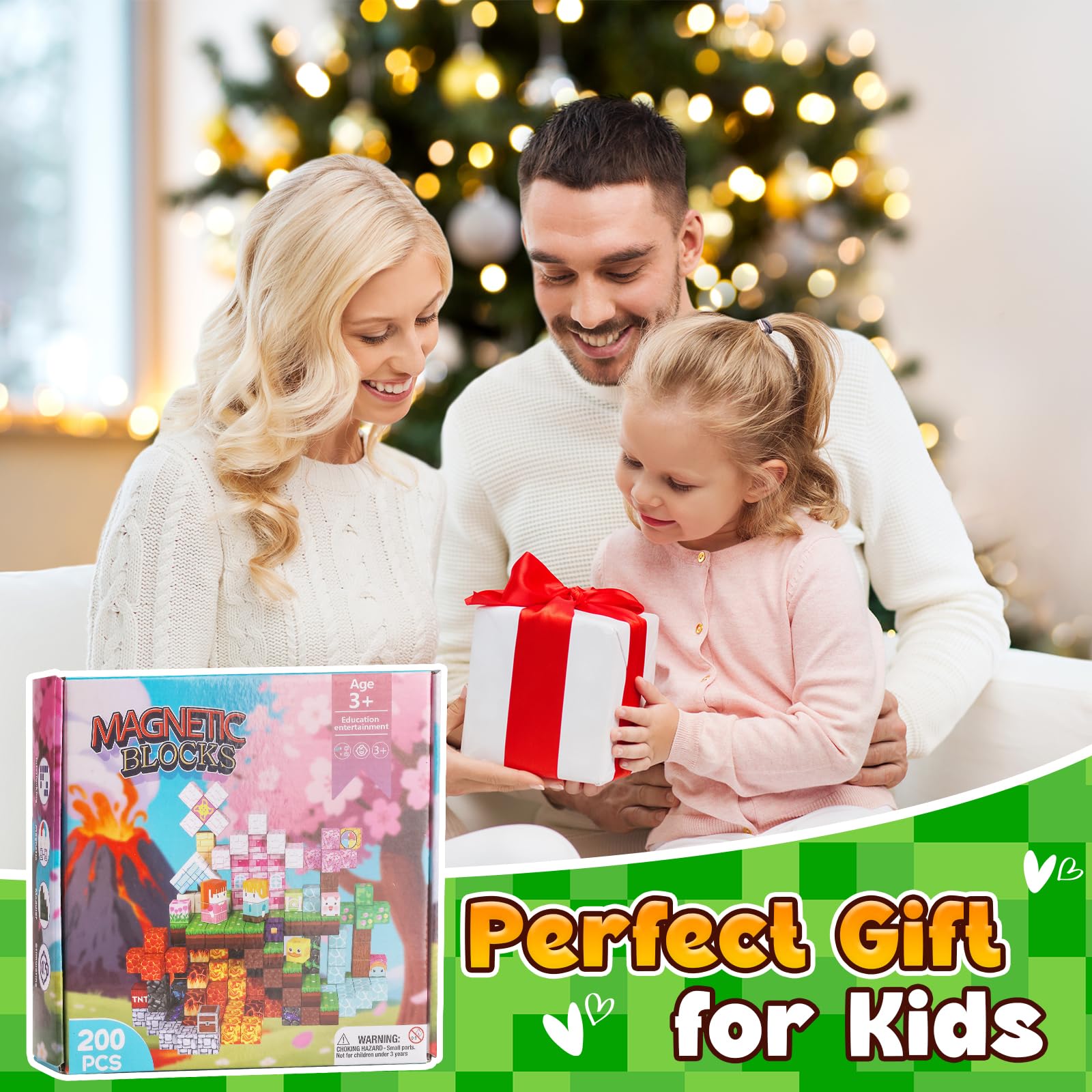 ACELIFE Bloques de construcción magnéticos, 200 Piezas, Juguetes magnéticos creativos Stem Bloques de construcción magnéticos, Juguetes Regalos para niños y niñas de 3, 4, 5, 6, 7, 8 años