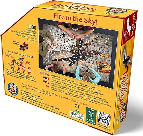 Miniatura 3 de Madd Capp: I Am Dragon - Rompecabezas de 1000 piezas en forma de dragón, tamaño terminado de 41 x 20 pulgadas, incluye folleto educativo de datos