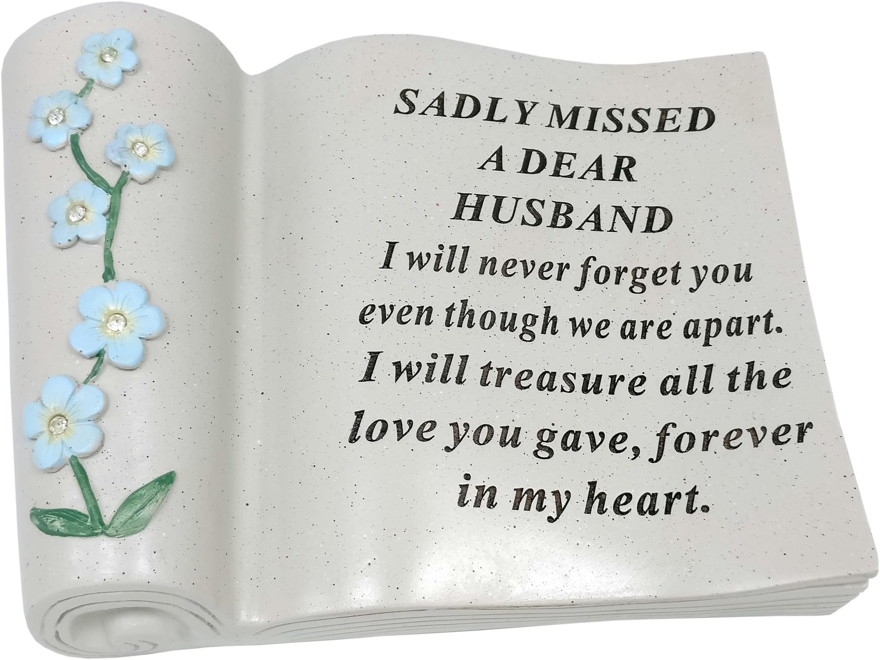 David FischhoffHusband Forget Me Not Scroll, Poly Resin, Cream, 20 x 9.5 x 14.5 cm